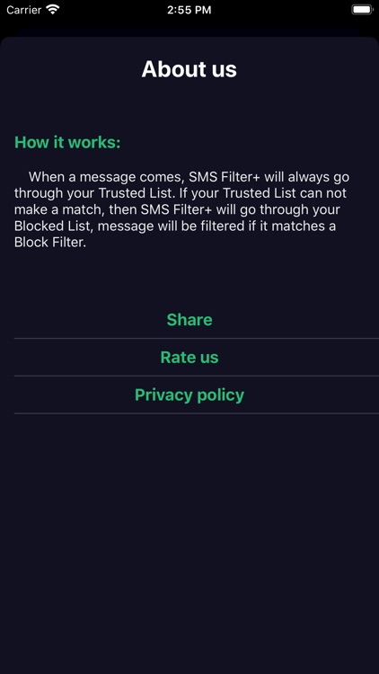 500+ rule for SMS filter