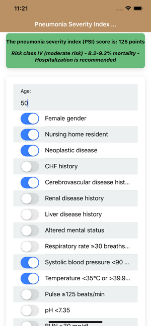 Pneumonia Severity Index Score(圖2)-速報App