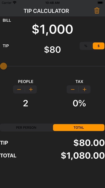 Tip Share % -Simple Calculator