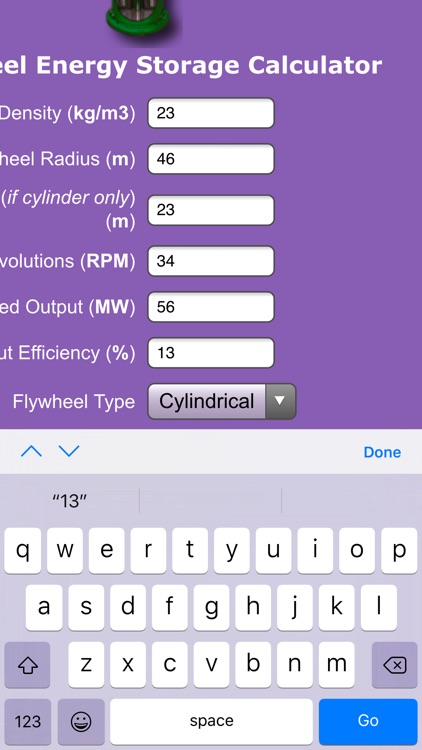 FlyWheel Energy Storage Calc