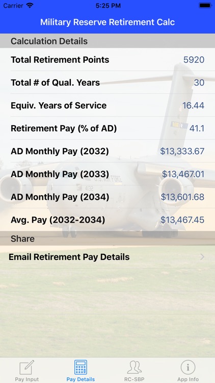 Mil Reserve Retirement Calc by Crash Test Dummy Limited, LLC