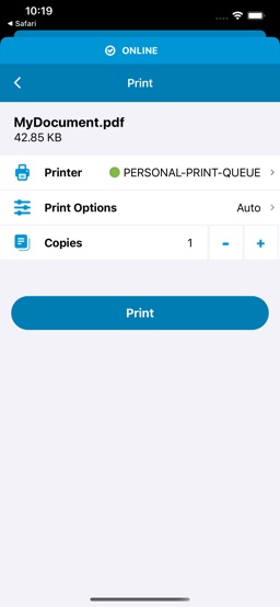 HP Advance app screenshot