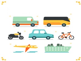 The VehiclesAndTransportsSt is a small sticker, which are show the 50 Vehicles and Transports sticker in cartoon