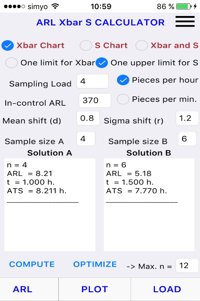 Calculator Xbar and S Charts screenshot 3