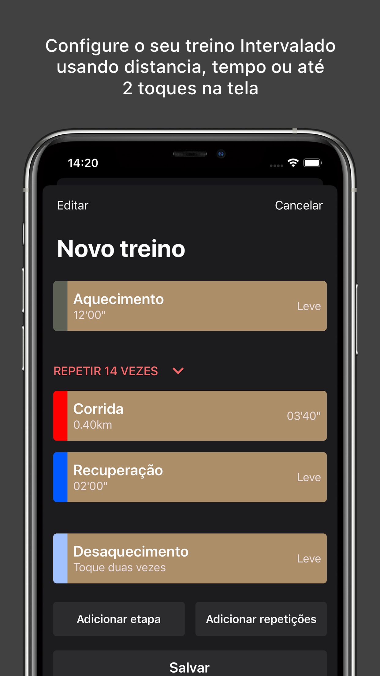 Screenshot do app RunIn - Treino Intervalado