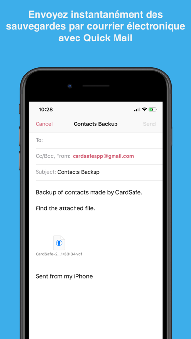 Screenshot #2 pour CardSafe - Mes Contacts Backup