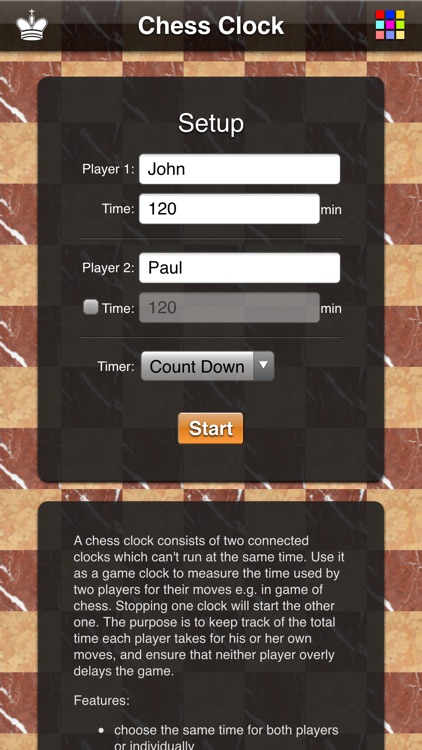 Chess Clock App