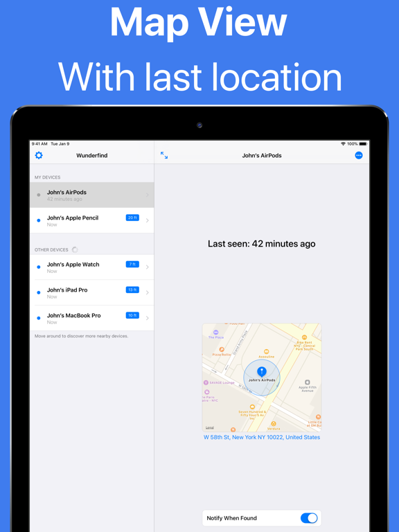 iPad Image of Wunderfind: Find Lost Device