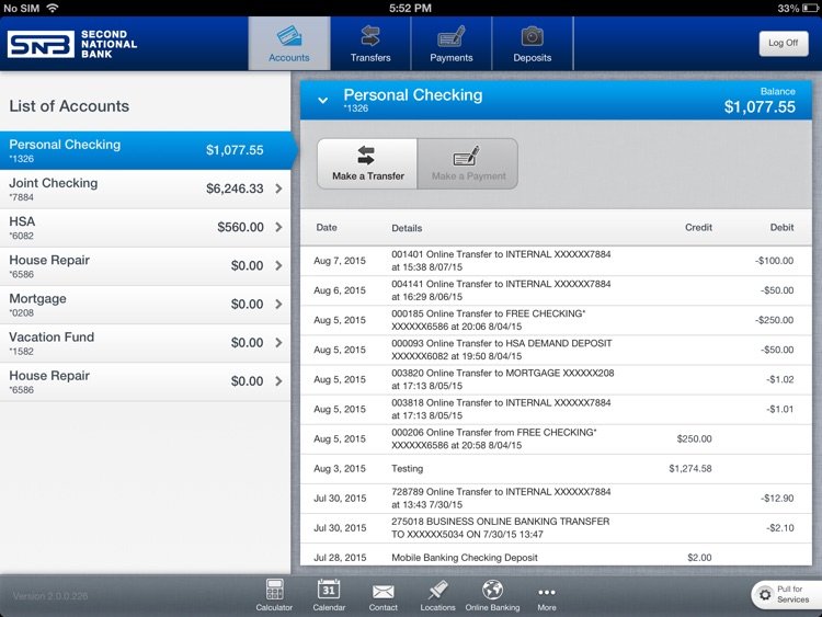 Second National Bank for iPad