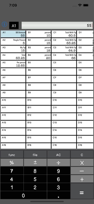 Calculator SpreadSheet Lite