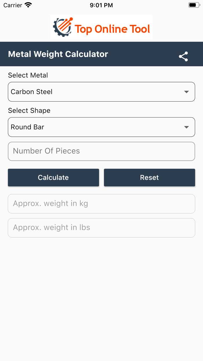 Metals Weight Calculator