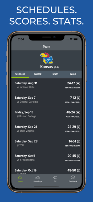 Kansas Football Schedules