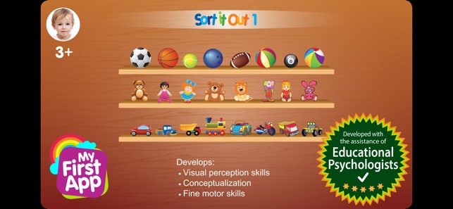 Sorting learning game for kids