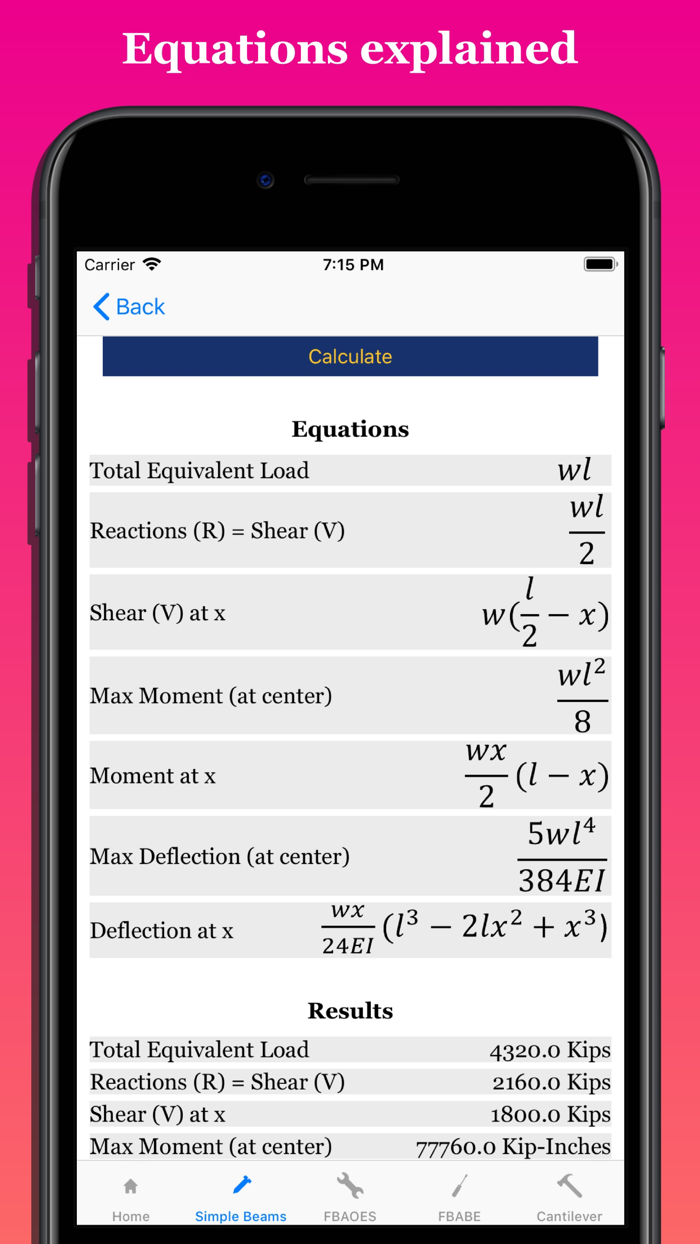 Shear Moment Deflection Calc