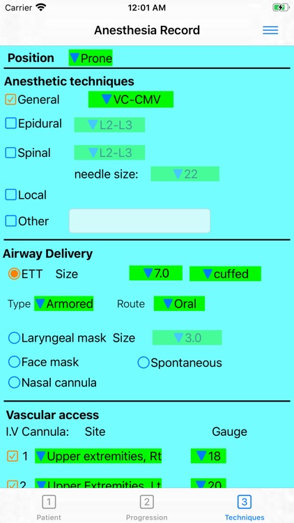 Anesthesia Record