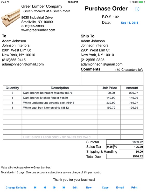 Simple Purchase Order