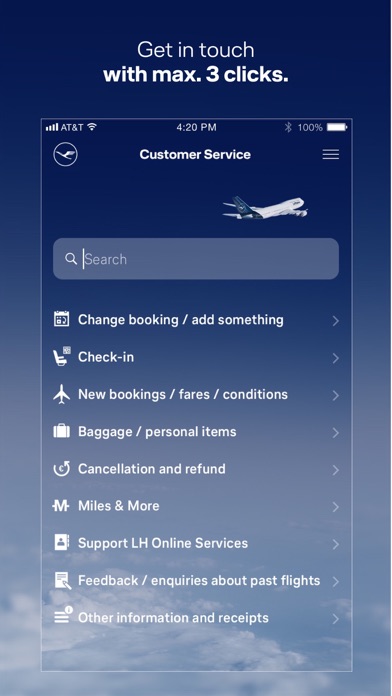 Lufthansa Kundenservice screenshot 2