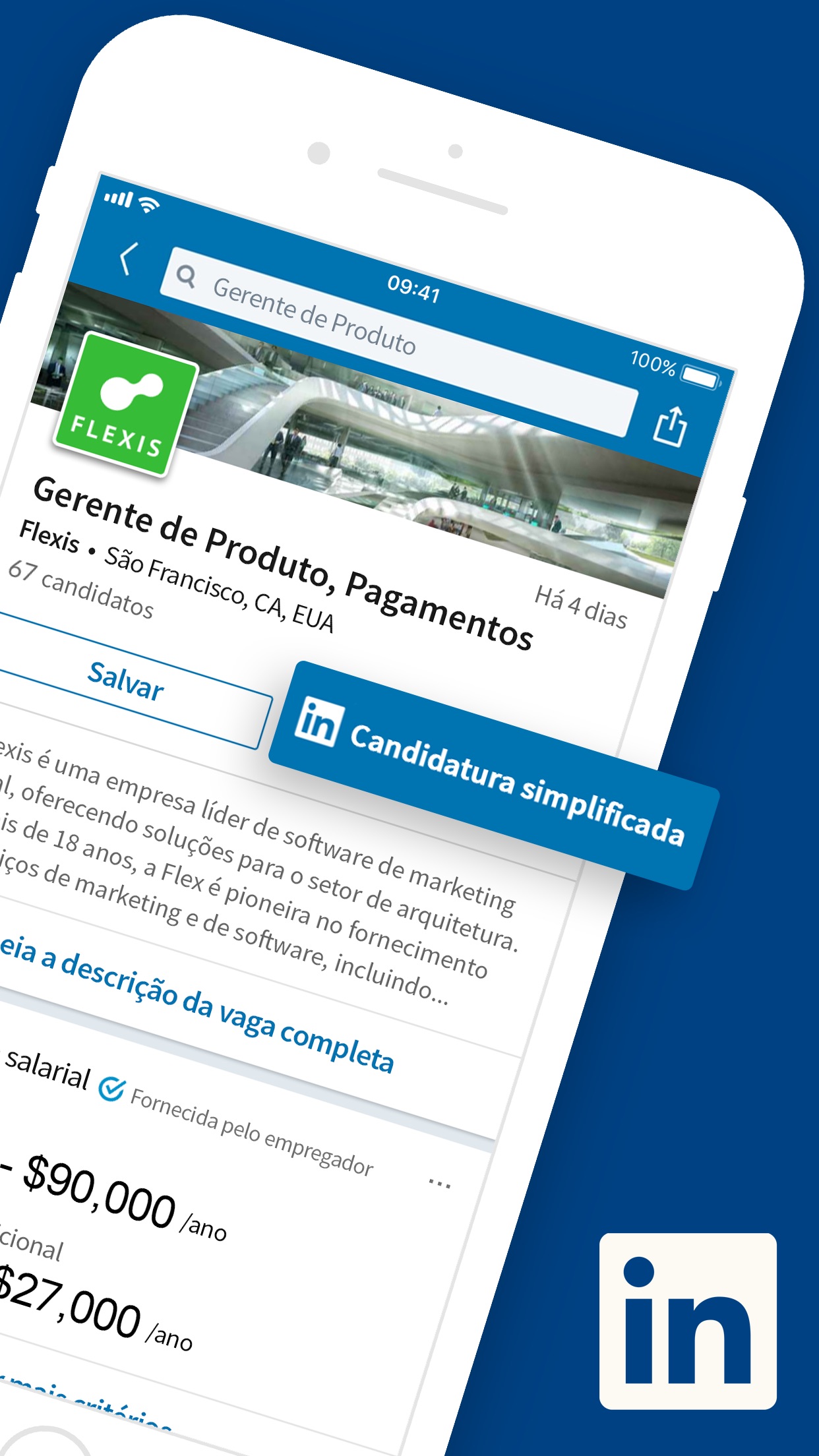 Screenshot do app LinkedIn