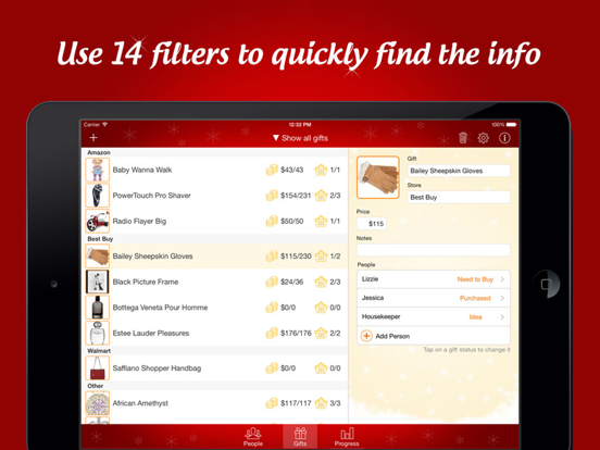 The Christmas Gift List Free - Holiday Shopping List screenshot
