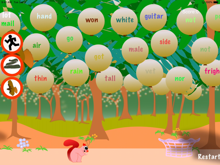 Squirrel Rhyming Words