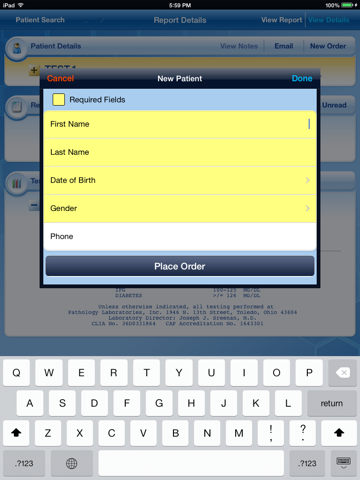 Toledo PathLabs App for iPad - náhled