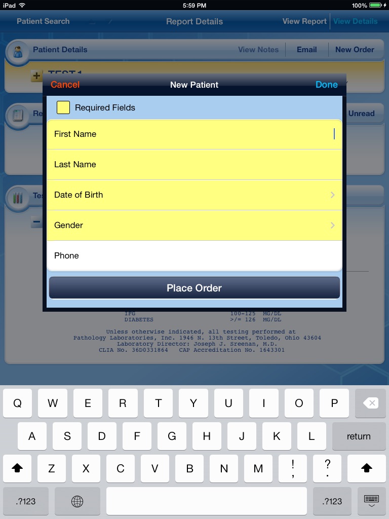 Toledo PathLabs App for iPad screenshot 3