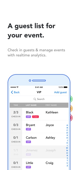 Guestlist: Guest check in