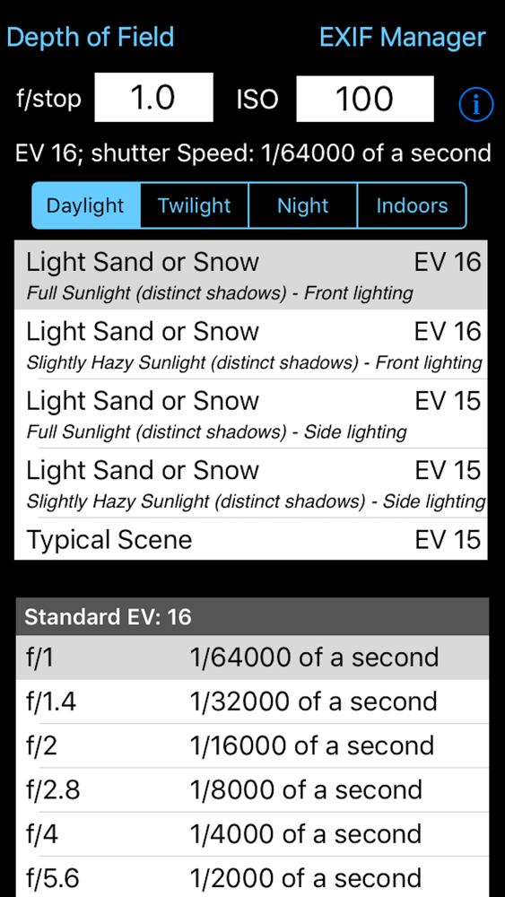 Exposure Calculator App for iPhone - Free Download Exposure Calculator ...