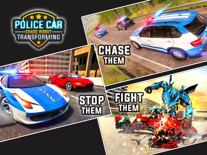 Police Car Chase Robot War