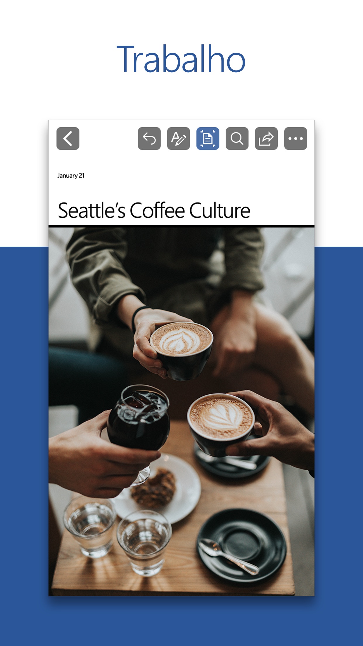 Screenshot do app Microsoft Word