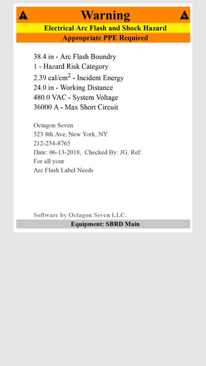 Arc Flash Label Calculator