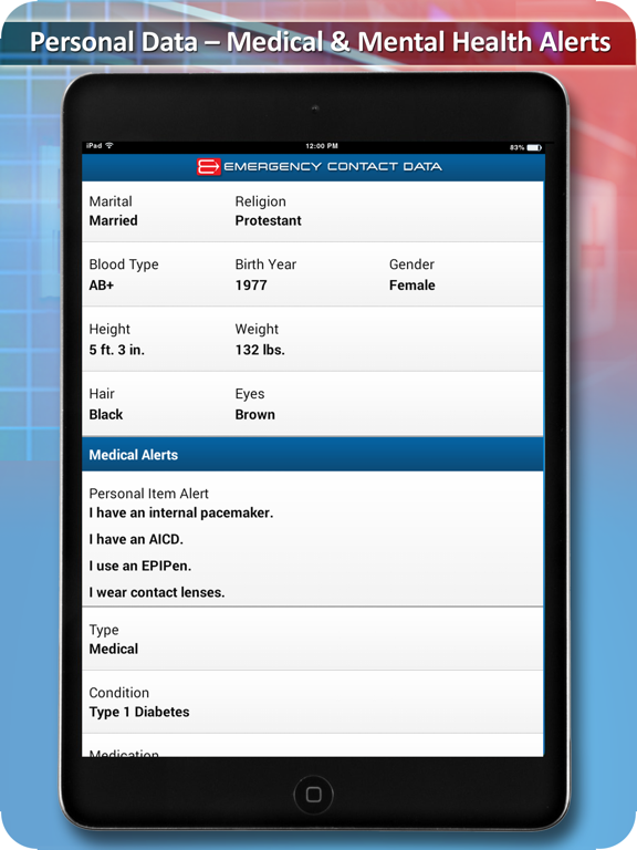 Emergency Contact Data screenshot