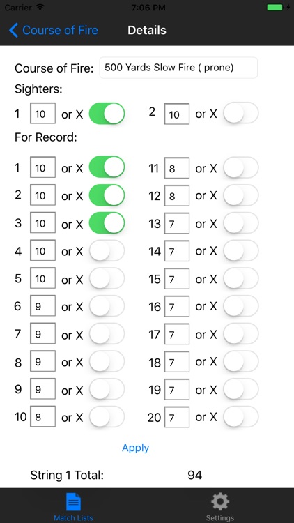 My NRA Rifle Match Score Sheet