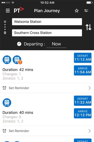 Public Transport Victoria app screenshot 2