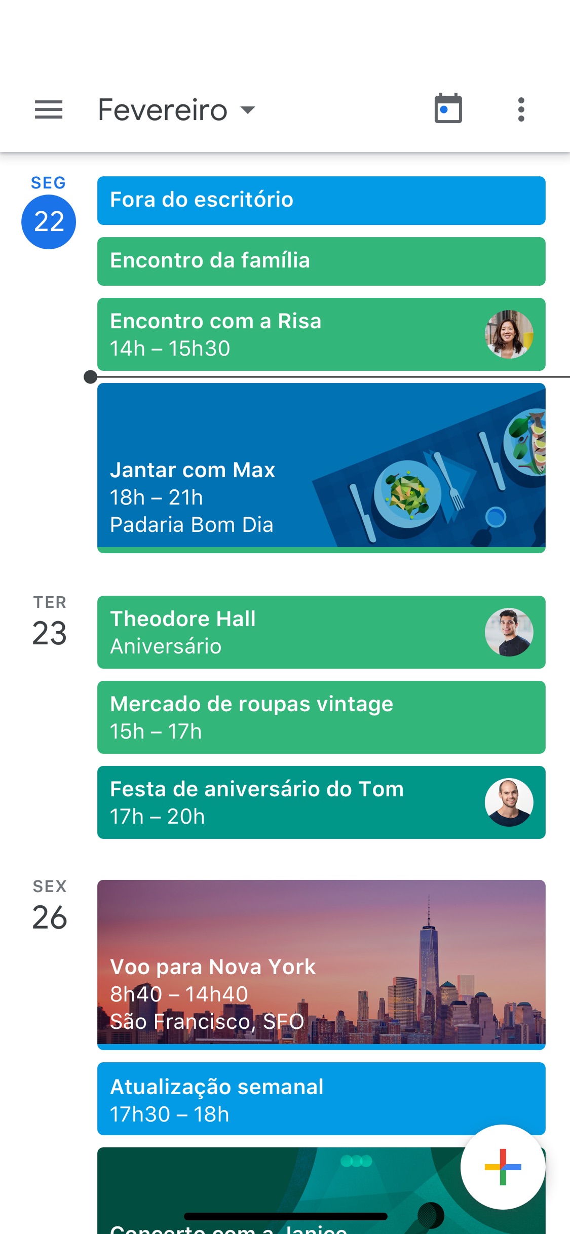 Screenshot do app Google Agenda: Organize-se