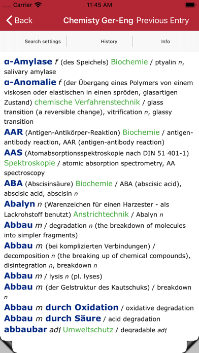 Dictionary of Chemistry DE-EN screenshot 2