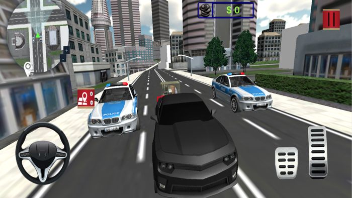 Chained Car Police Chasing 3D