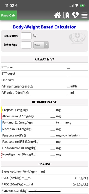 Paediatric calculator