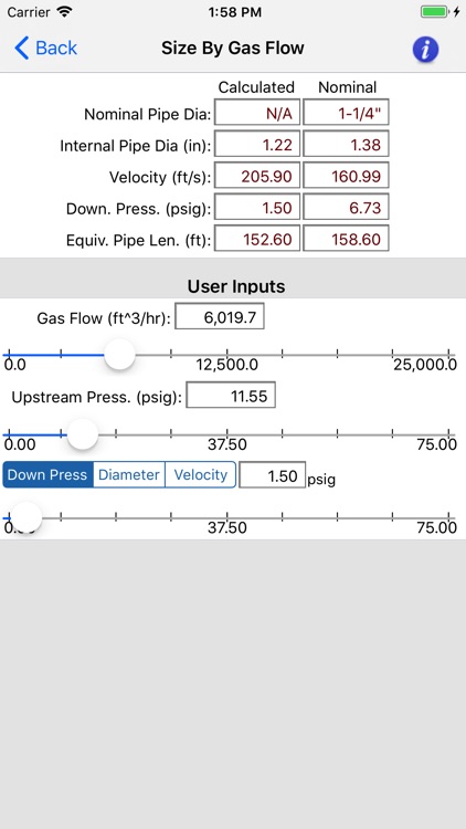 HVAC Pipe Sizer - Gas High