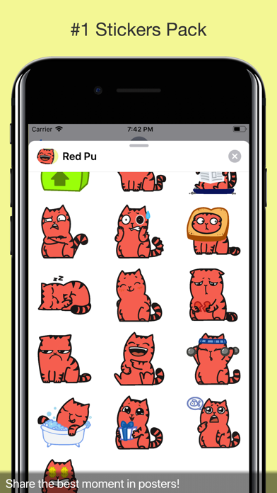 Red Pu The Amazing Cat Sticker screenshot 4