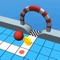 Exciting journey of the jumping ball on the curvy path and colorful game boards