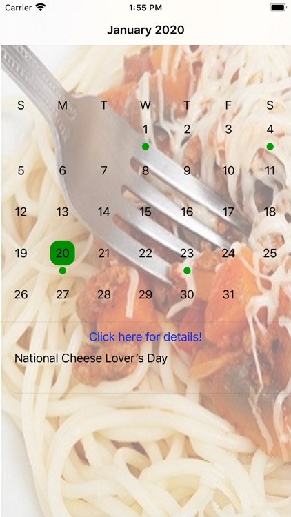 Daily Food Calendar