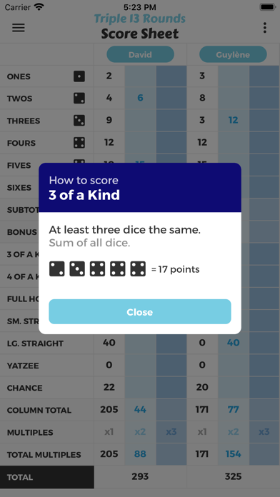 Triple 13 Rounds Score Sheet screenshot 2