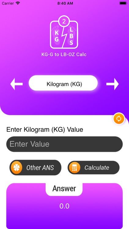 KG-G to LB-OZ Calc