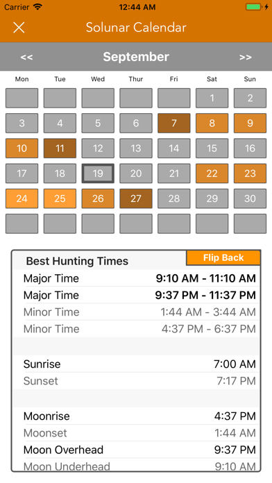 Deer Hunting Solunar Chart