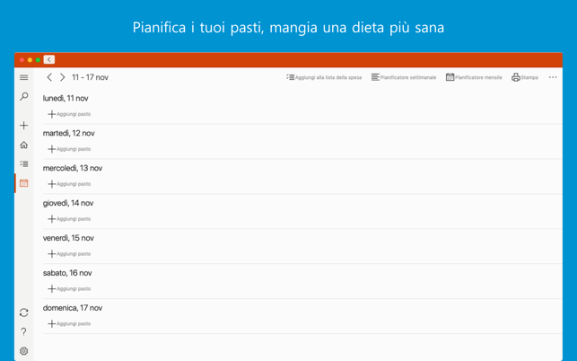 pianificatore settimanale della dieta sana