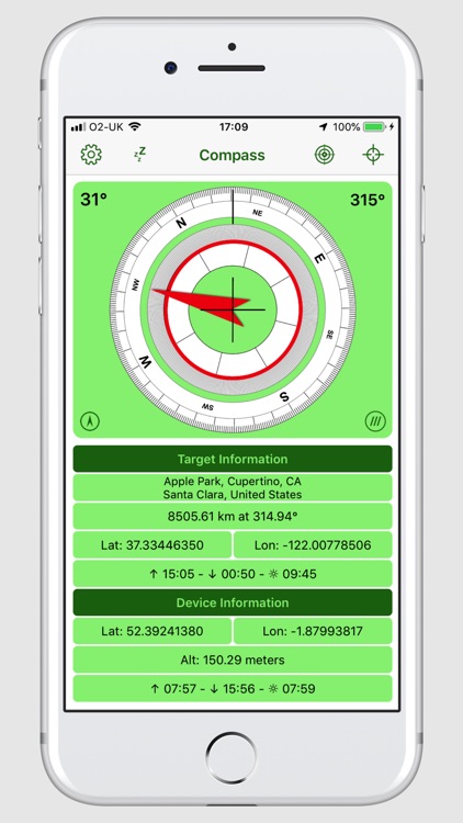 Compass bearing clearance app