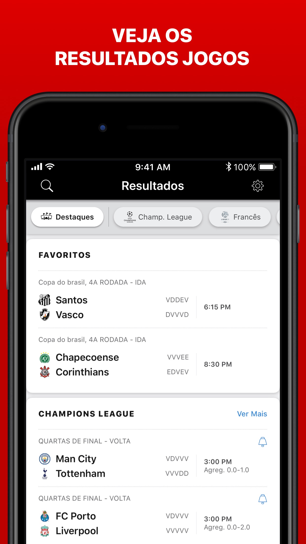 Screenshot do app ESPN: Vídeos e jogos ao vivo