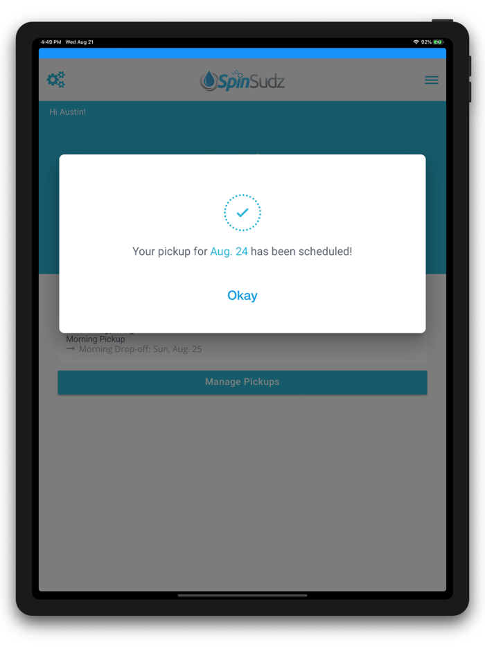 Spin Sudz Laundry Pickup