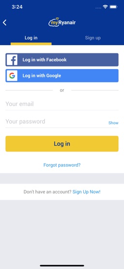 Ryanair app screenshot